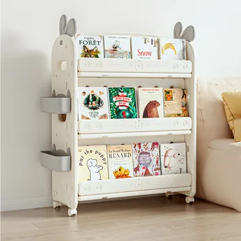 Bookshelf мультяшная двустранен за деца Проста засаждане на Детска bookshelf за съхранение на мобилни играчки Рафтове за съхранение на мебели