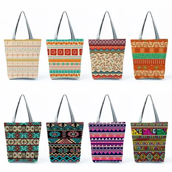 Чанти за жени, Еко-множество чанта за пазаруване, Етнически стил, Цветни геометричен модел на Мандала, Преносими дамски чанти през рамо 2022